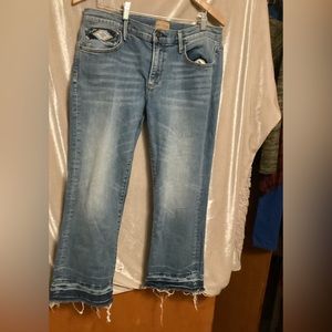 DRIFTWOOD COLETE FRAYED EMBROIDERED JEANS SZ 31